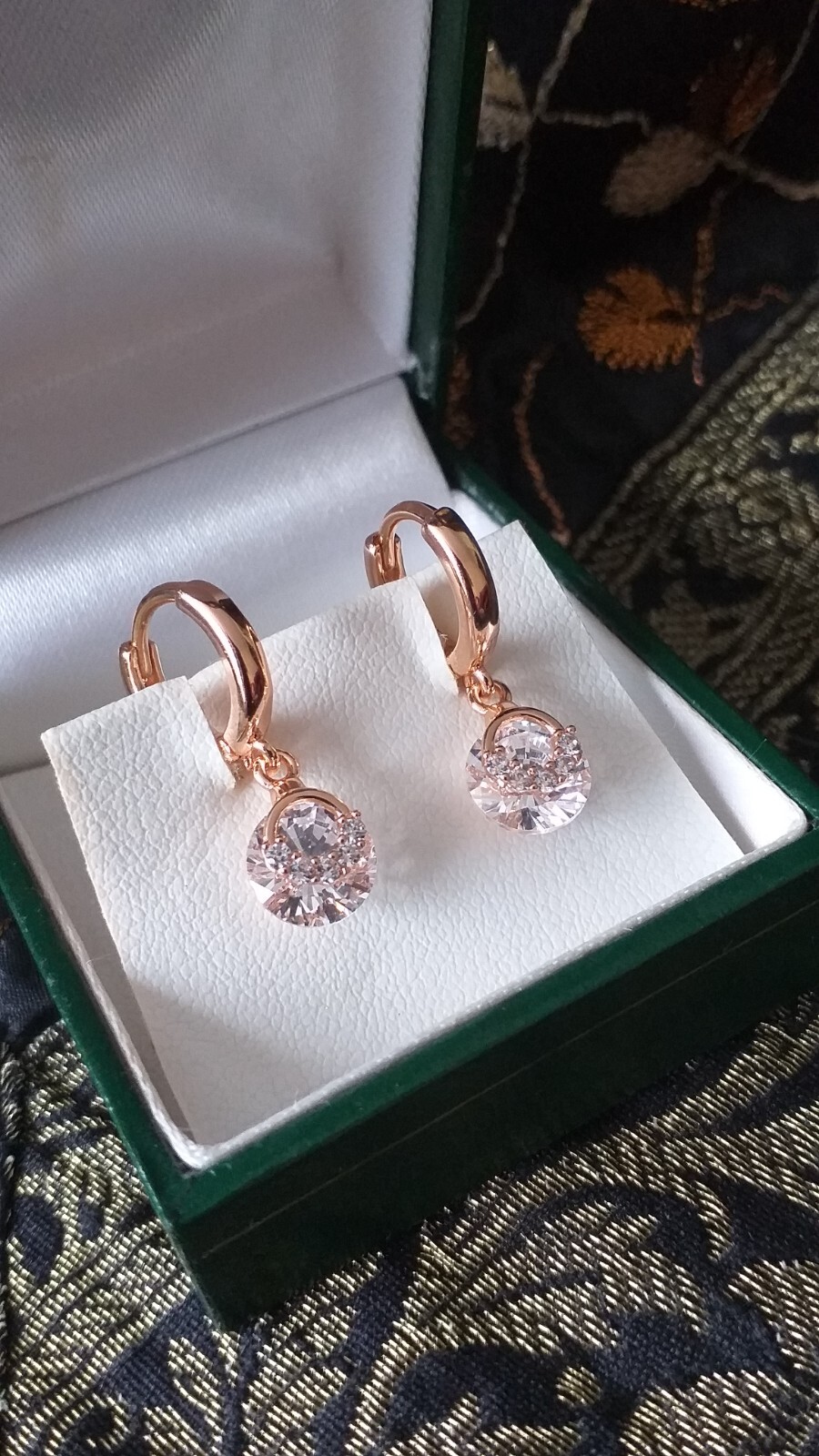 Vintage 1990-s 14 Ct Rolled Gold Zircons Earrings-Hallmarked 585 RG