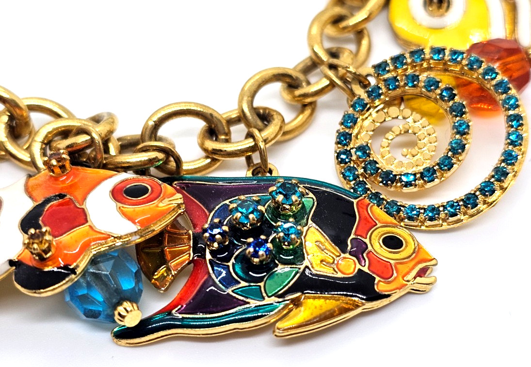 VHTF Lunch At The Ritz Clownfish Bracelet Excellent Condition! 7 1/2″ Signed