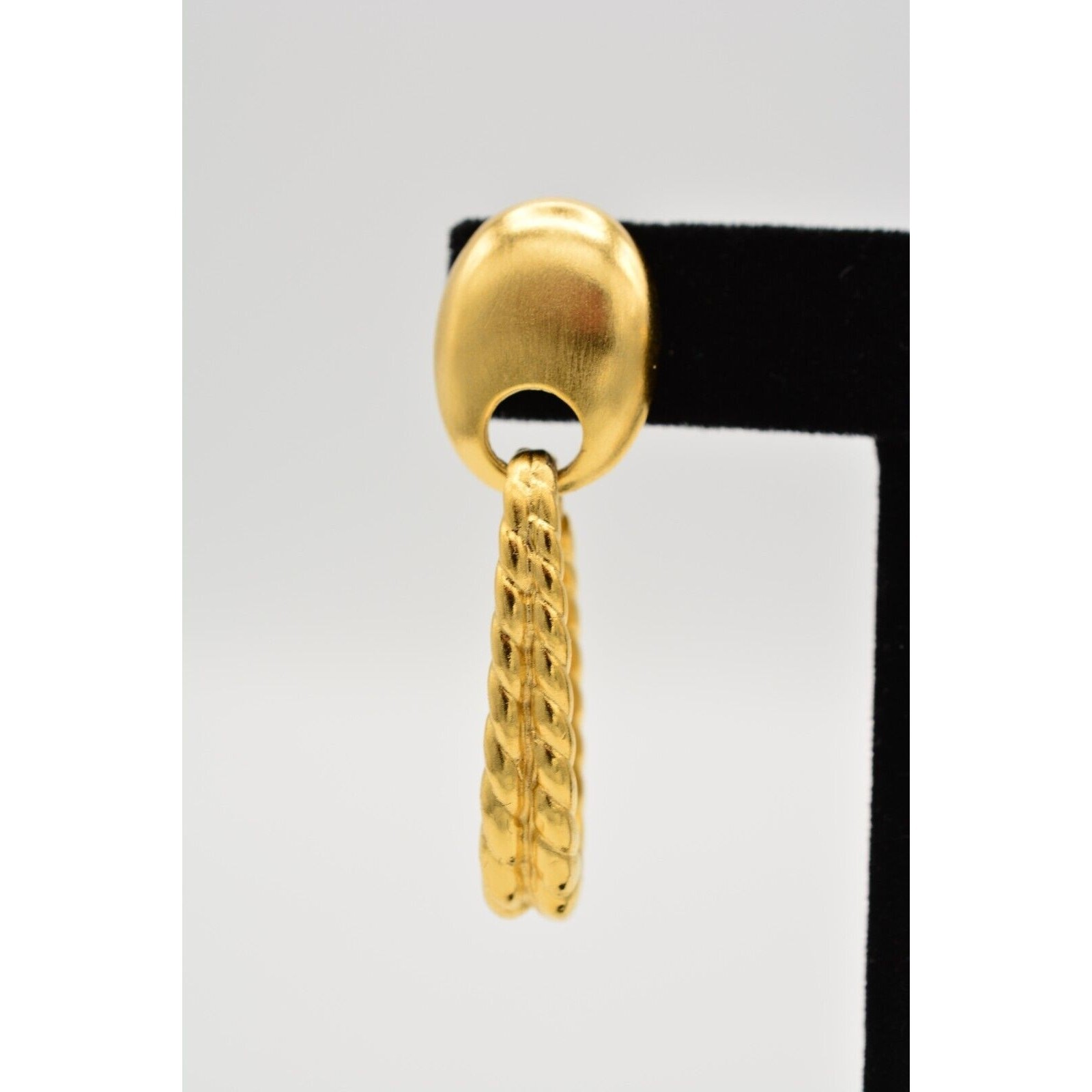 True Vintage Dangle Earrings Brushed Gold Dangle Textured Chunky NOS 1980s BinAB