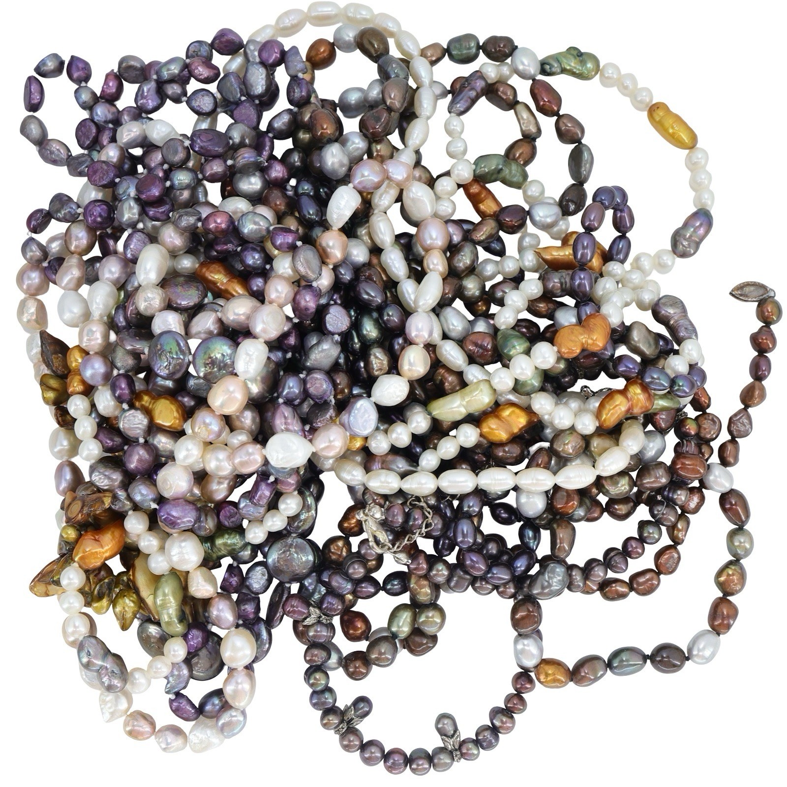 Genuine Freshwater Pearl Jewelry Lot 8 Necklaces & Bracelet. Up To 80” Long!