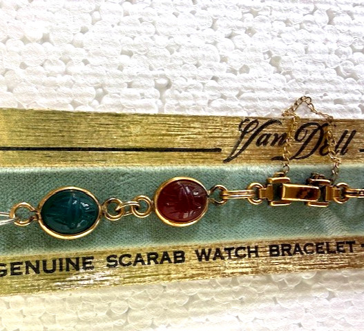 BRAND NEW OLD STOCK, “VAN DELL” GENUINE SCARAB, WATCHBAND/BRACELET “GOLD FILLED”