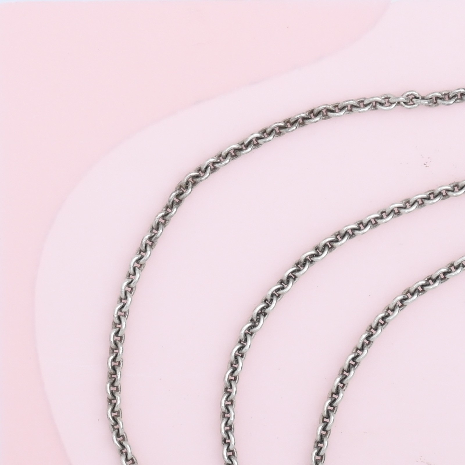 Vtg Art Deco 835 Silver Cable Chain 20″ 1mm Necklace