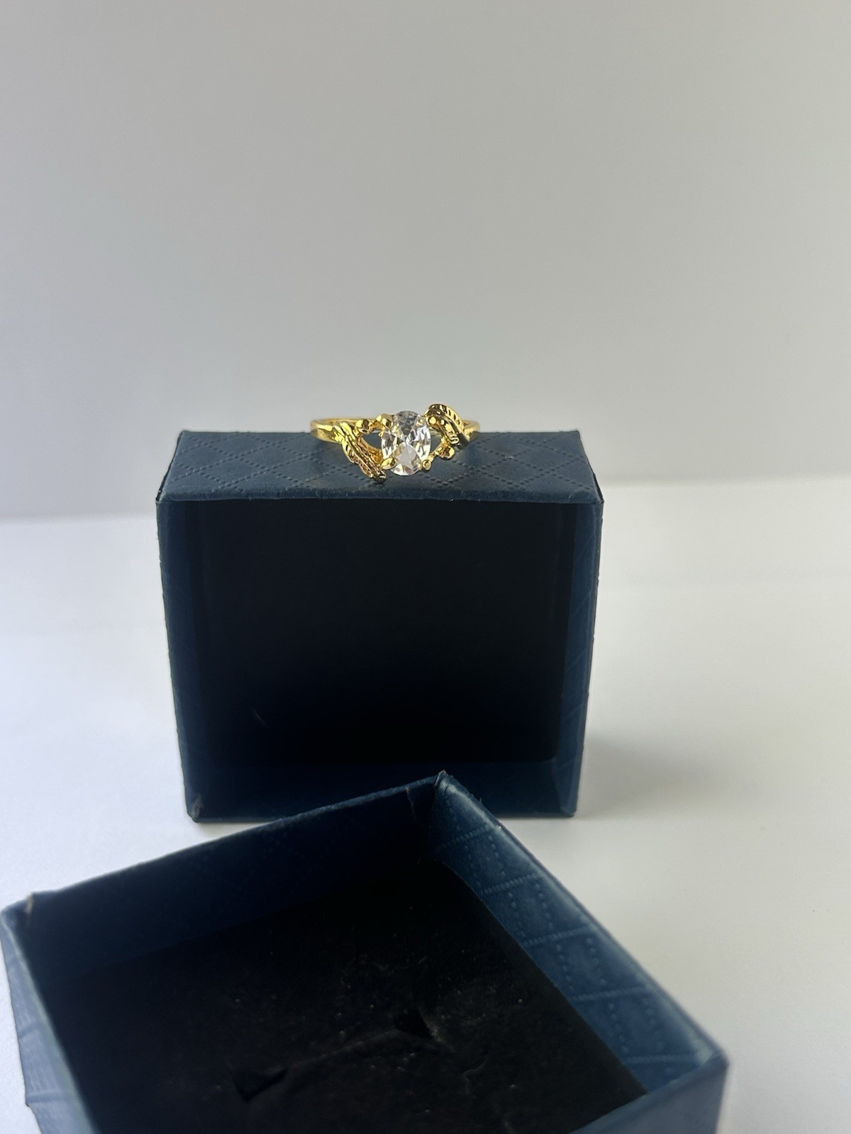 Vintage Clear Cubic Zirconia Ring Gold Plated Womens Size 10