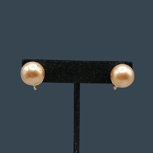 Vintage KJL Faux Pearl Stud Clip On Earrings Elegant Signed Kenneth Jay Lane