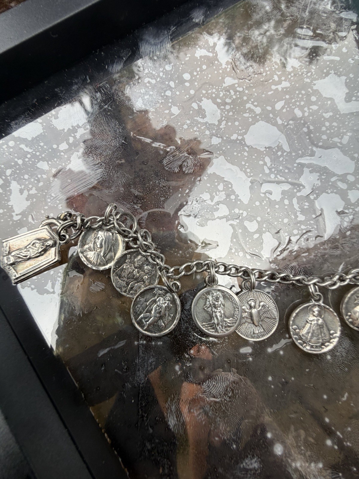 Vintage Sterling Religious Charm Bracelet