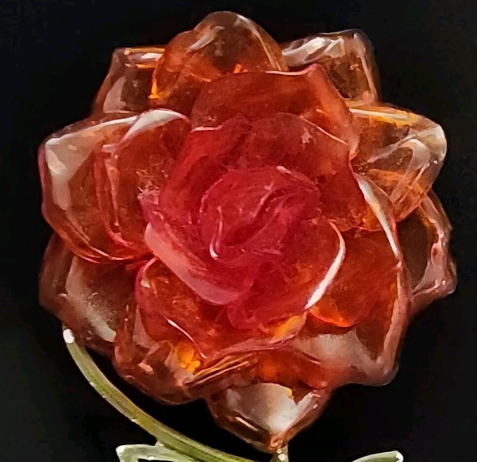 Vintage Cellulose Acetate Lucite Orange Flower Brooch