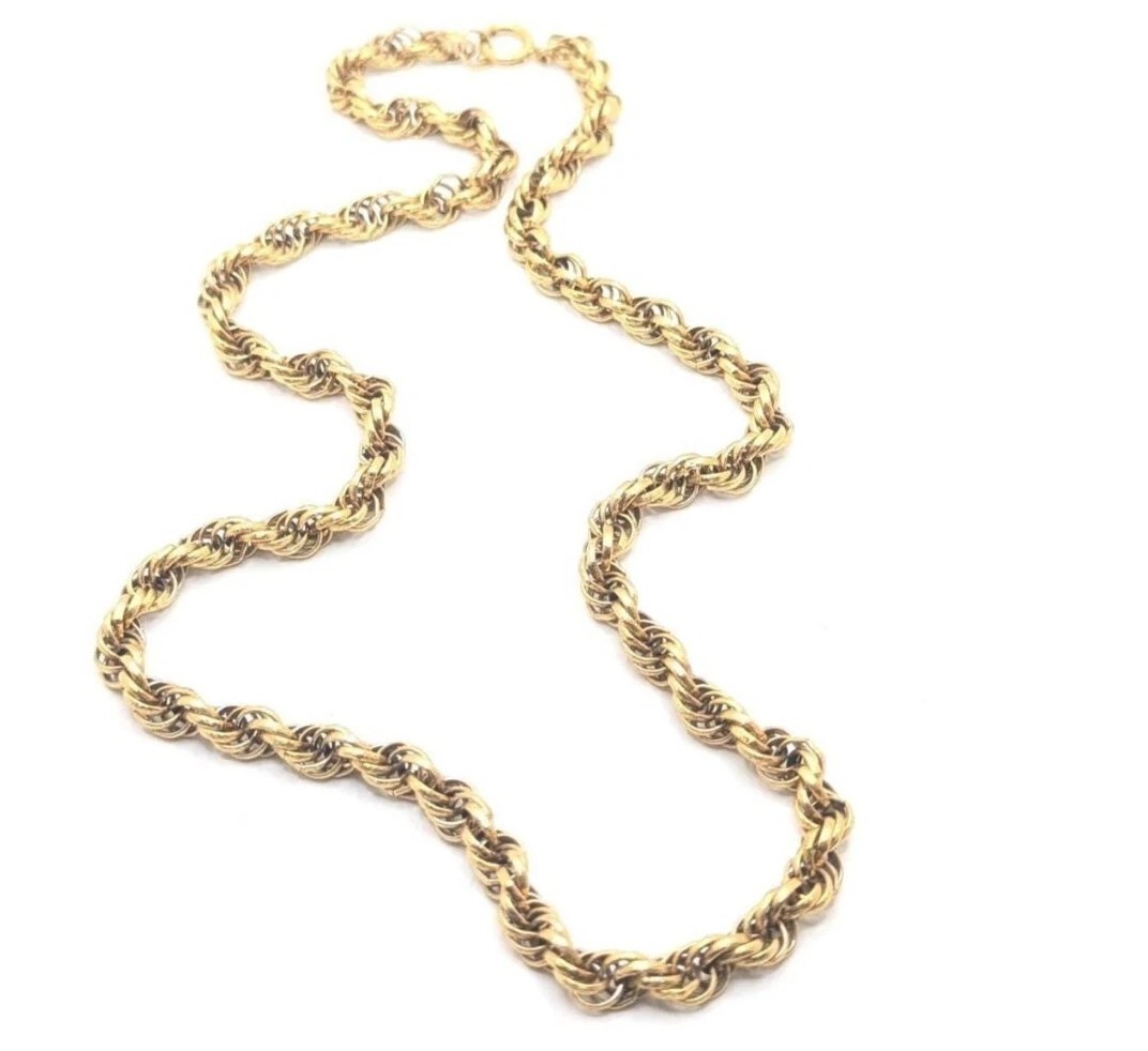 Vintage Germany Chunky Gold Braided Necklace Chain Statement Jewelry European