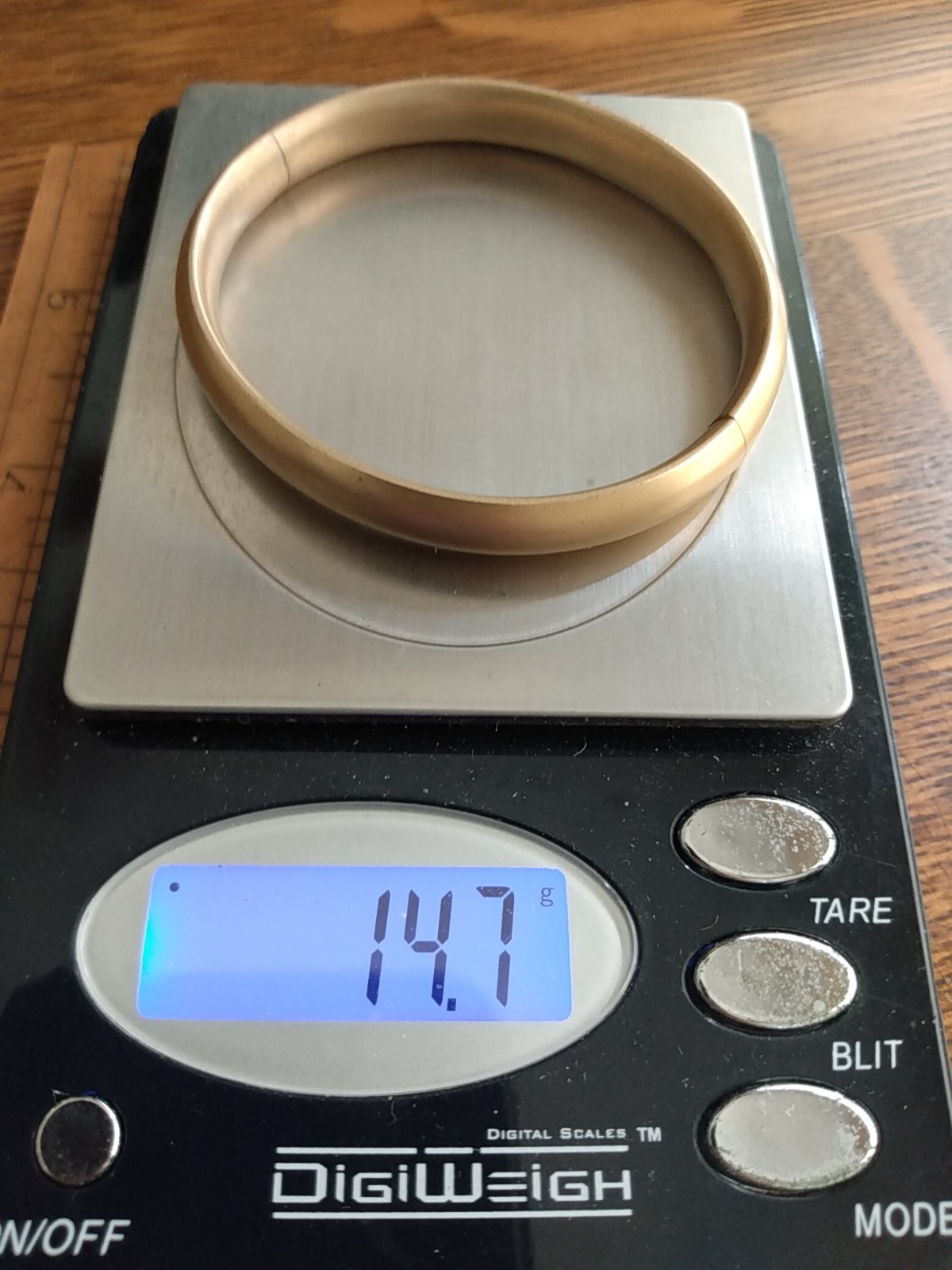 Antique Gold Filled Frosted Finish Hinged Bangle Bracelet With Initials 14.7 Gr