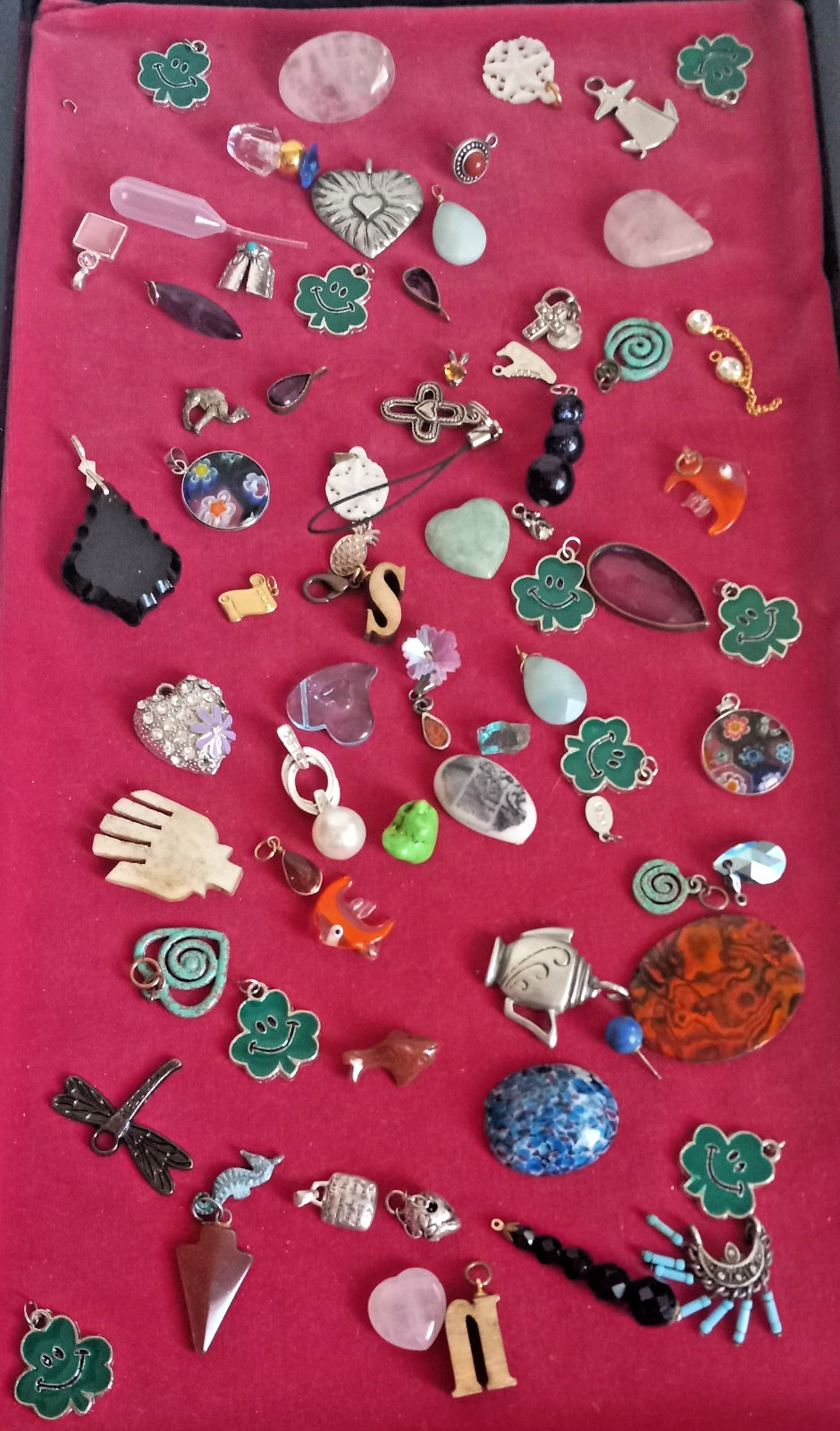 whole bunch jewelry charms pendants gemstones vtg lot crystal perfume bottle #1