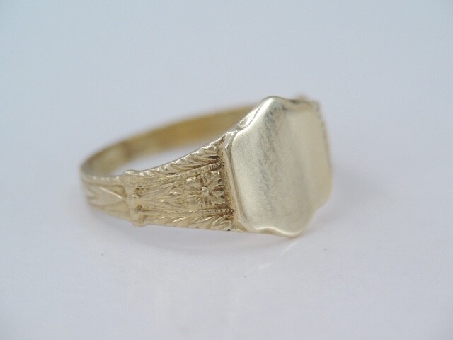 ANTIQUE VICTORIAN OB OSTBY BARTON 10K GOLD CHILD/ BABY SIGNET RING NO MONO sz 1