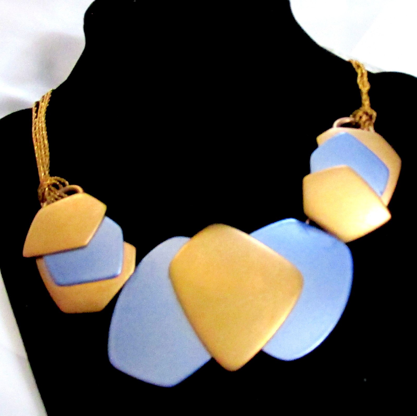 VTG RUNWAY DECO MONET “ALL THAT JAZZ” METALLIC BLUE GP NECKLACE EARRINGS ’85