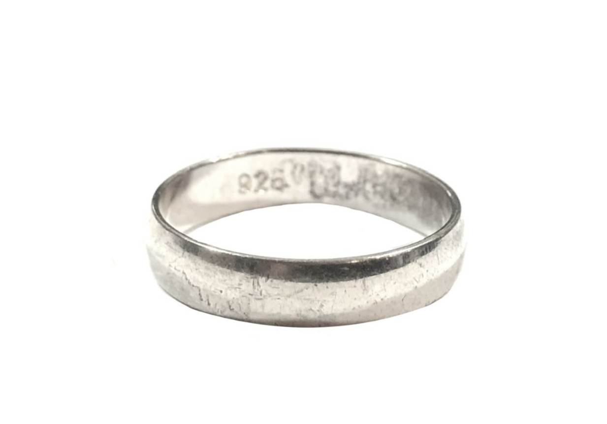 Vintage Sterling Silver 4mm Wide Sz 6.75 Ring Band