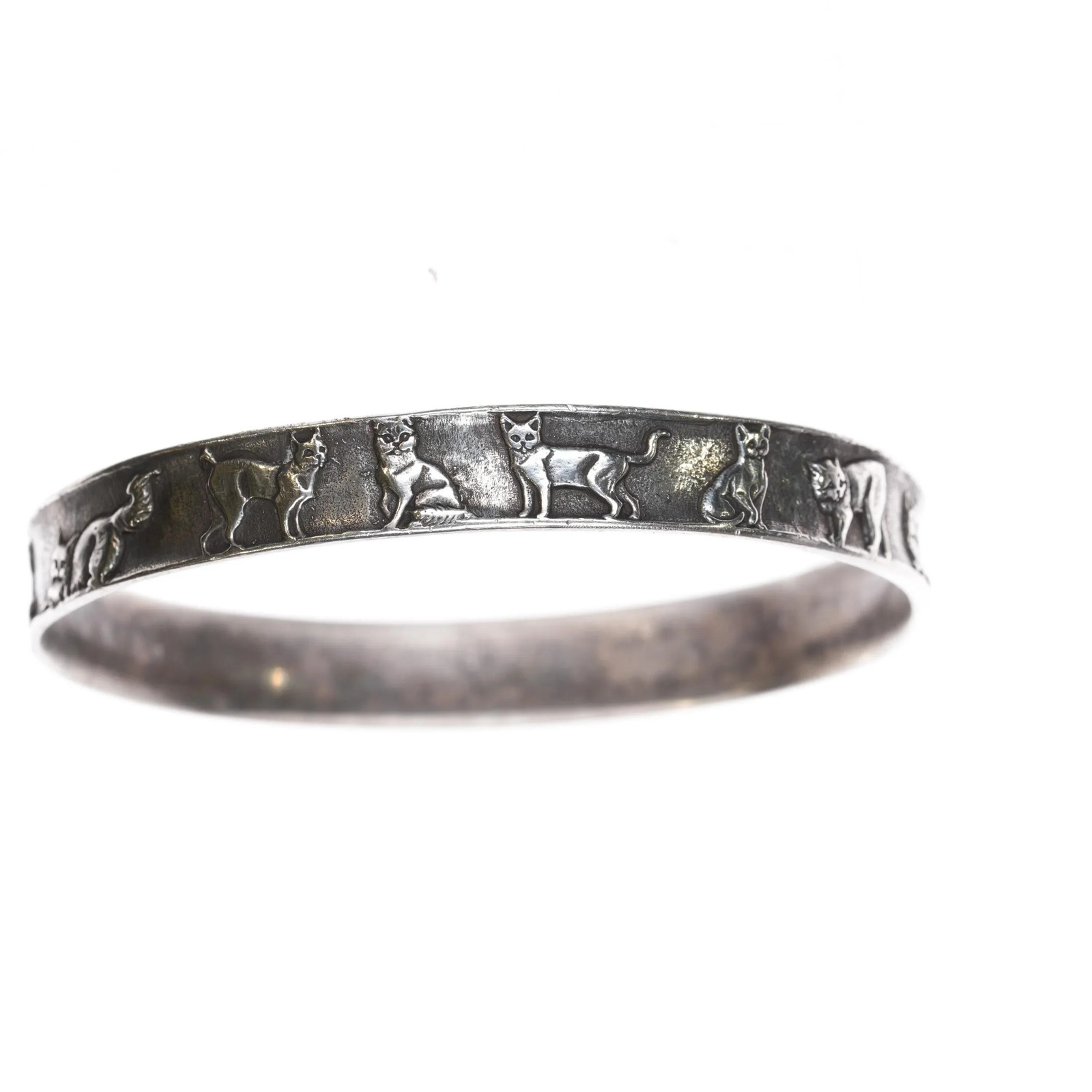 8″ Retired James Avery Sterling Exotic Cats bangle bracelet (older)