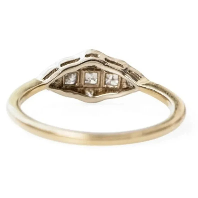 Art Deco Style Princess Lab Created Diamond Engagement 14K White Gold FN Ring