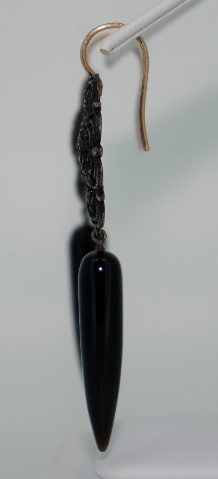 Antique Berlin Iron 14K & Onyx Earrings