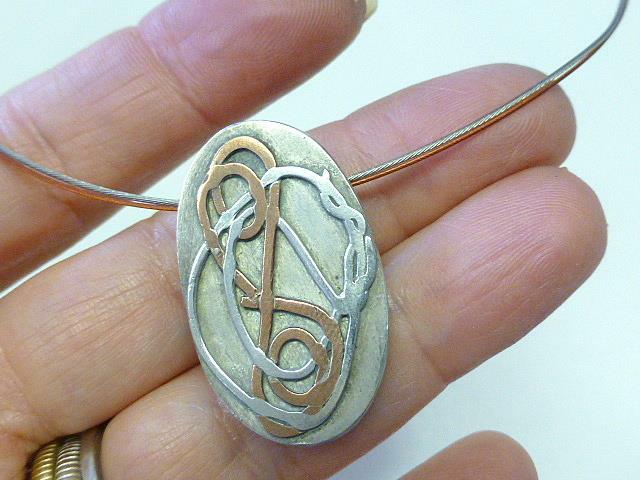 Artisan MARCIA Sterling Silver Copper Pendant Necklace Choker Neckring