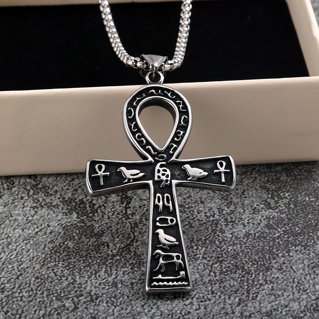 Stainless steel pendant cross necklace with street style design