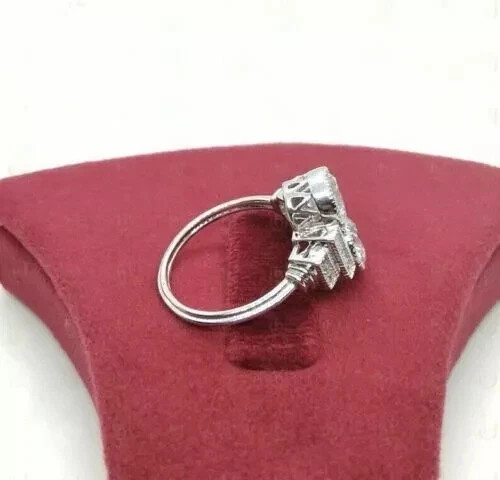 Classic Art Deco Style Round Cut Lab Created Diamond 925 Silver Birthday Ring