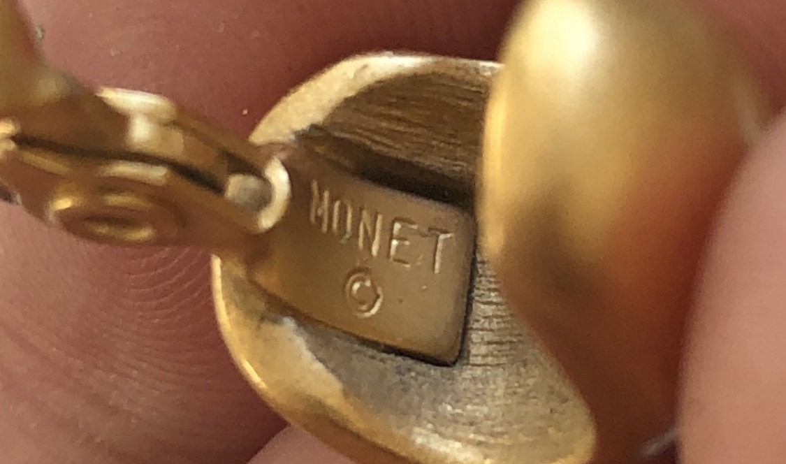 Vintage Monet Matte Gold-tone Chunky Clip-on Hoop Earrings.