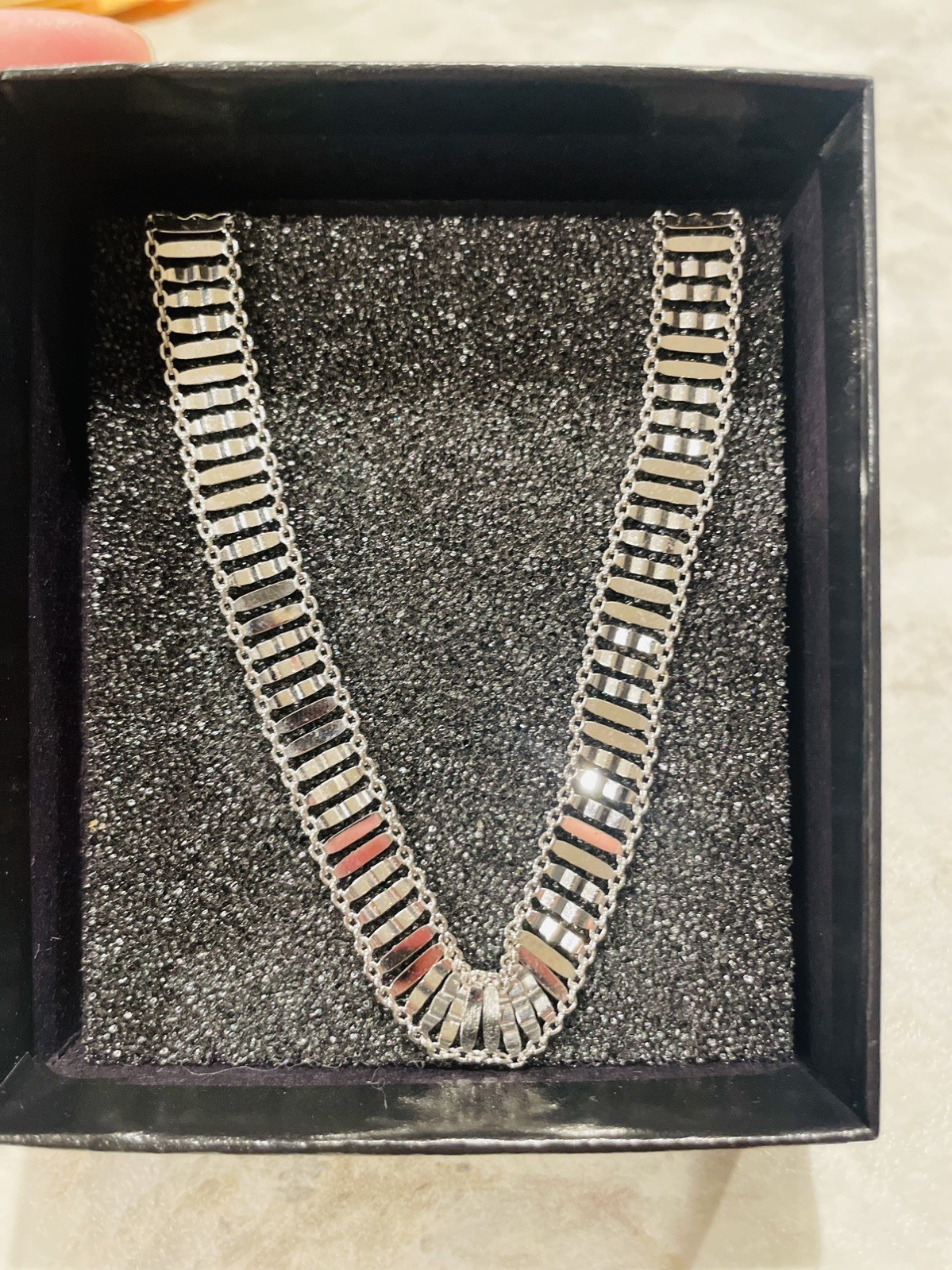 VINTAGE, DELICATE SPARKLY LINK BRACELET/NECKLACE SET ~Sterling 925, Italy