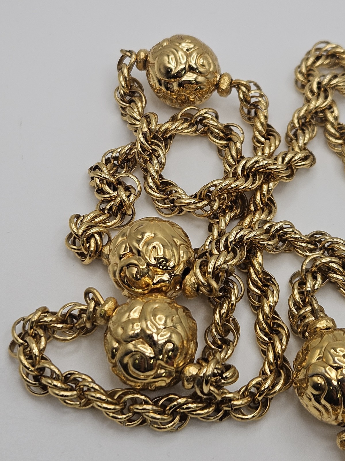 Vintage Yves Saint Laurent YSL Gold Tone Rope Chain Necklace AS IS