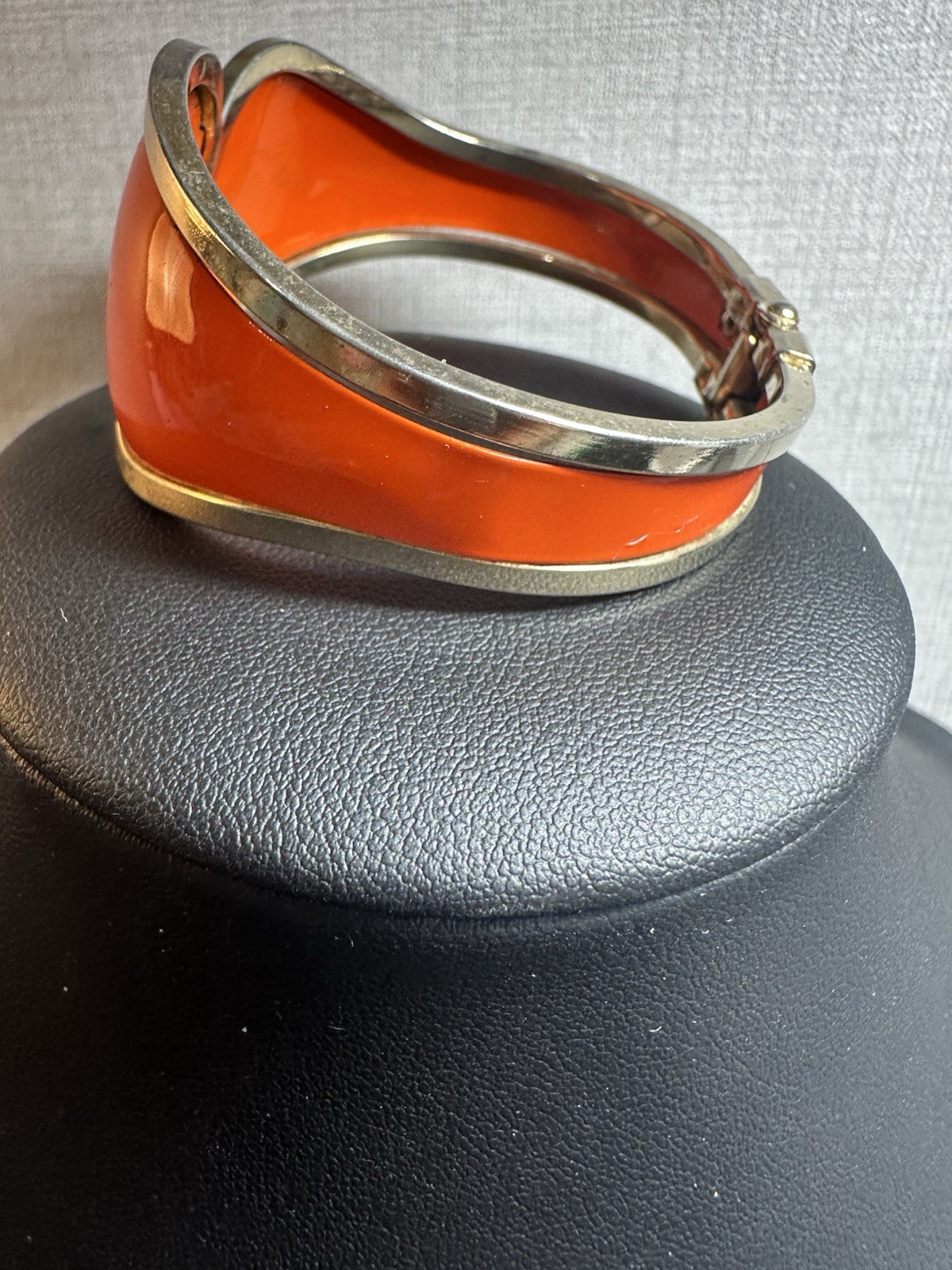 Vintage Orange Enameled Hinged Bracelet