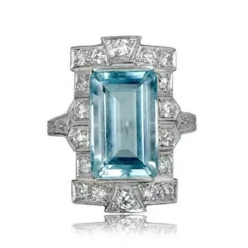 5.5Ct Art Deco Style Lab Created Diamond Anniversary 14K White Gold Finish Ring
