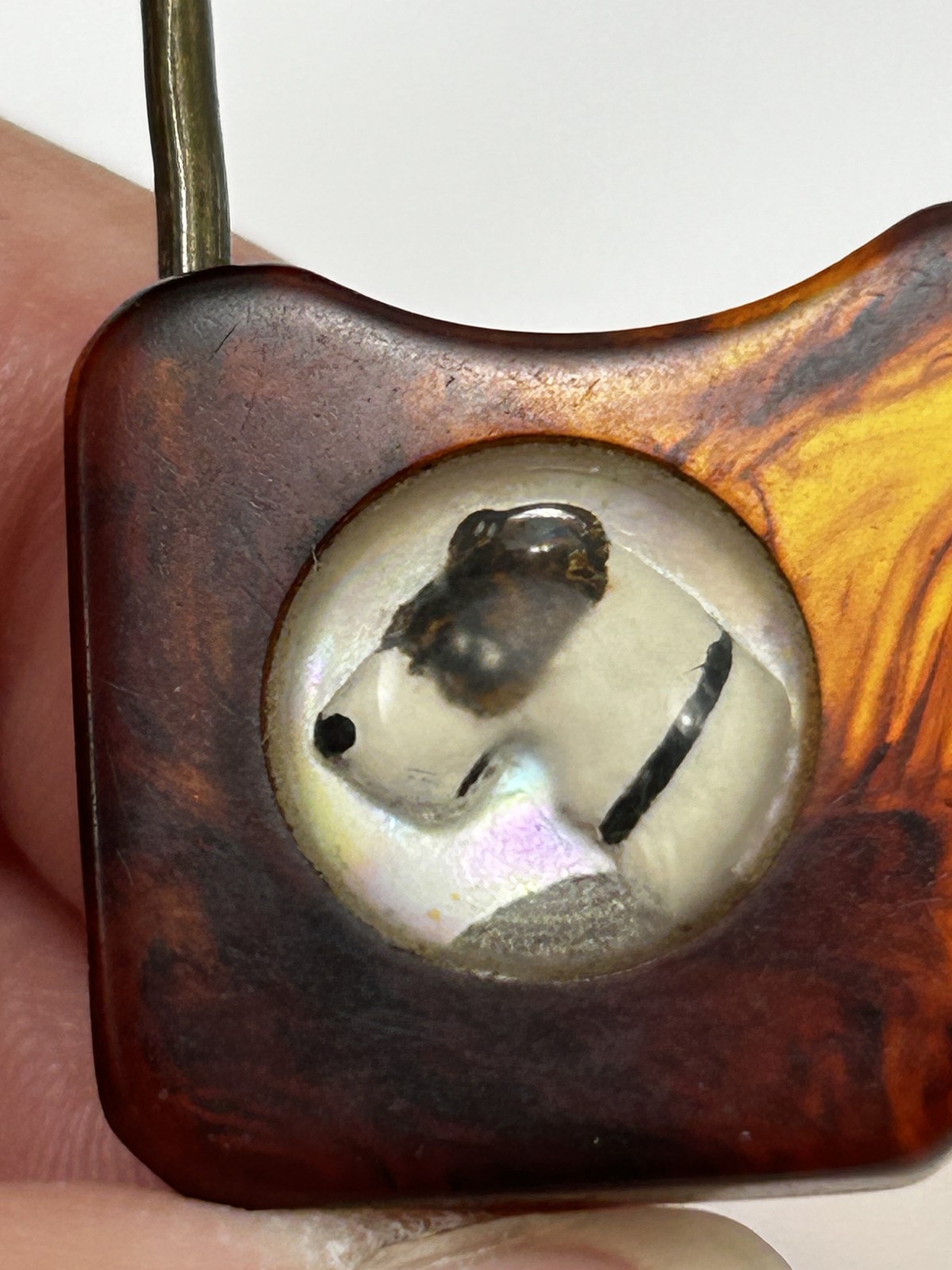 Vintage Antique Tortoiseshell Celluloid Dog Bakelite Mother key Pearl Clip tag
