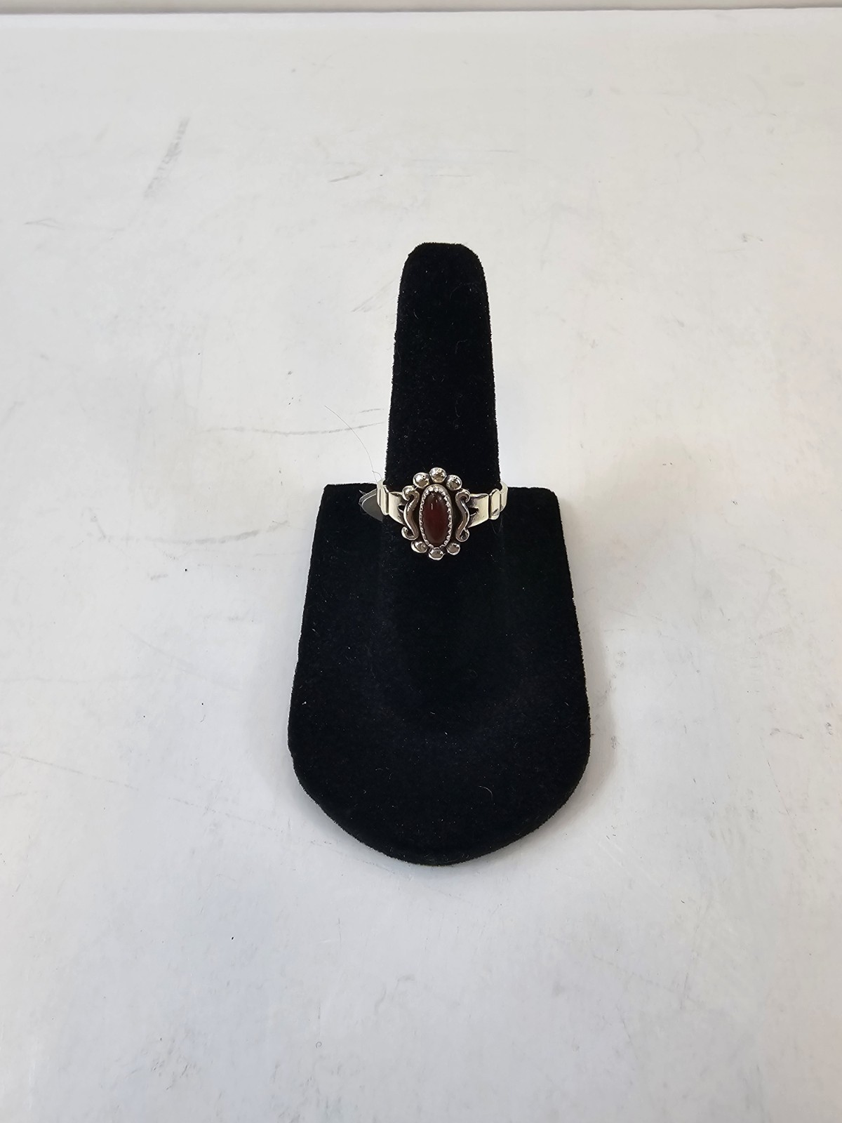 New Old Stock 925 Sterling Silver Carnelian Ring Size 4.5 Dainty Elegant