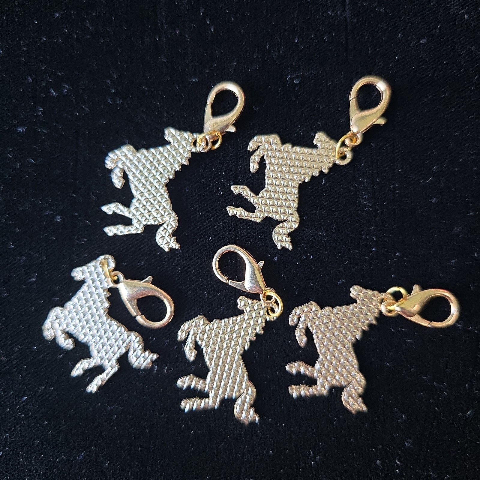 Vintage Lot Of 5 Cloisonne Red Horses Dangle Charms Pendants