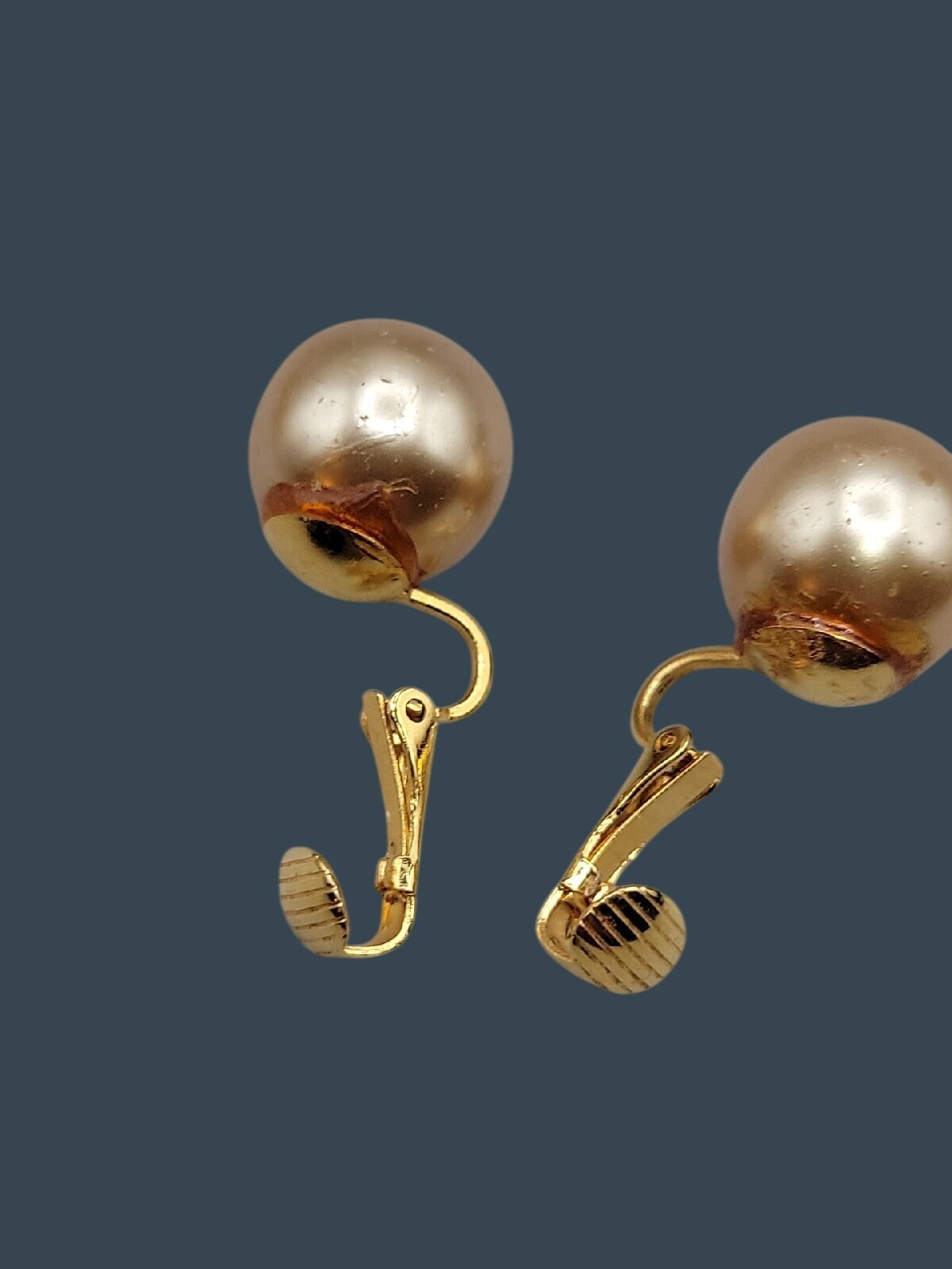 Vintage KJL Faux Pearl Stud Clip On Earrings Elegant Signed Kenneth Jay Lane