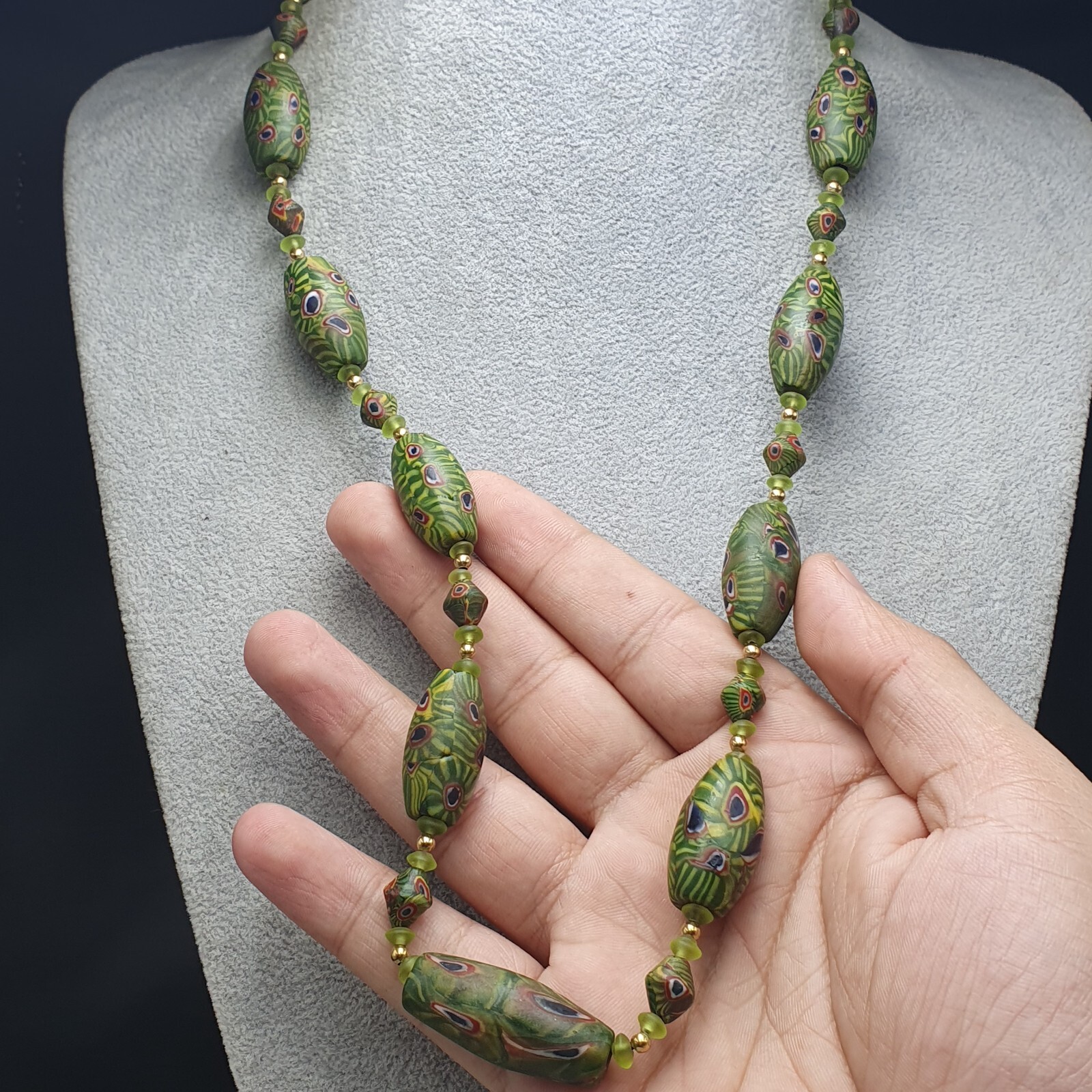 Vintage Venetian Style Amazing Gabri Eyes Glass Beaded Necklace