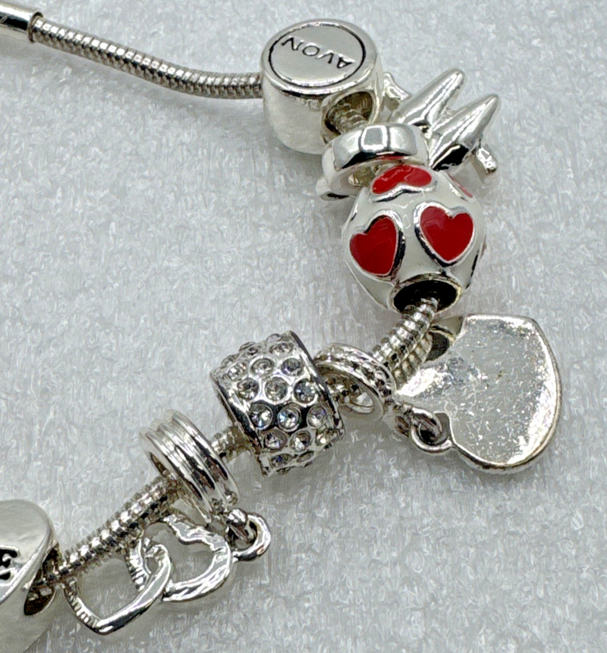 Silver Tone Snake Chain Charm Bracelet 6.5” – 13 Charms Pets Flowers Hearts Love