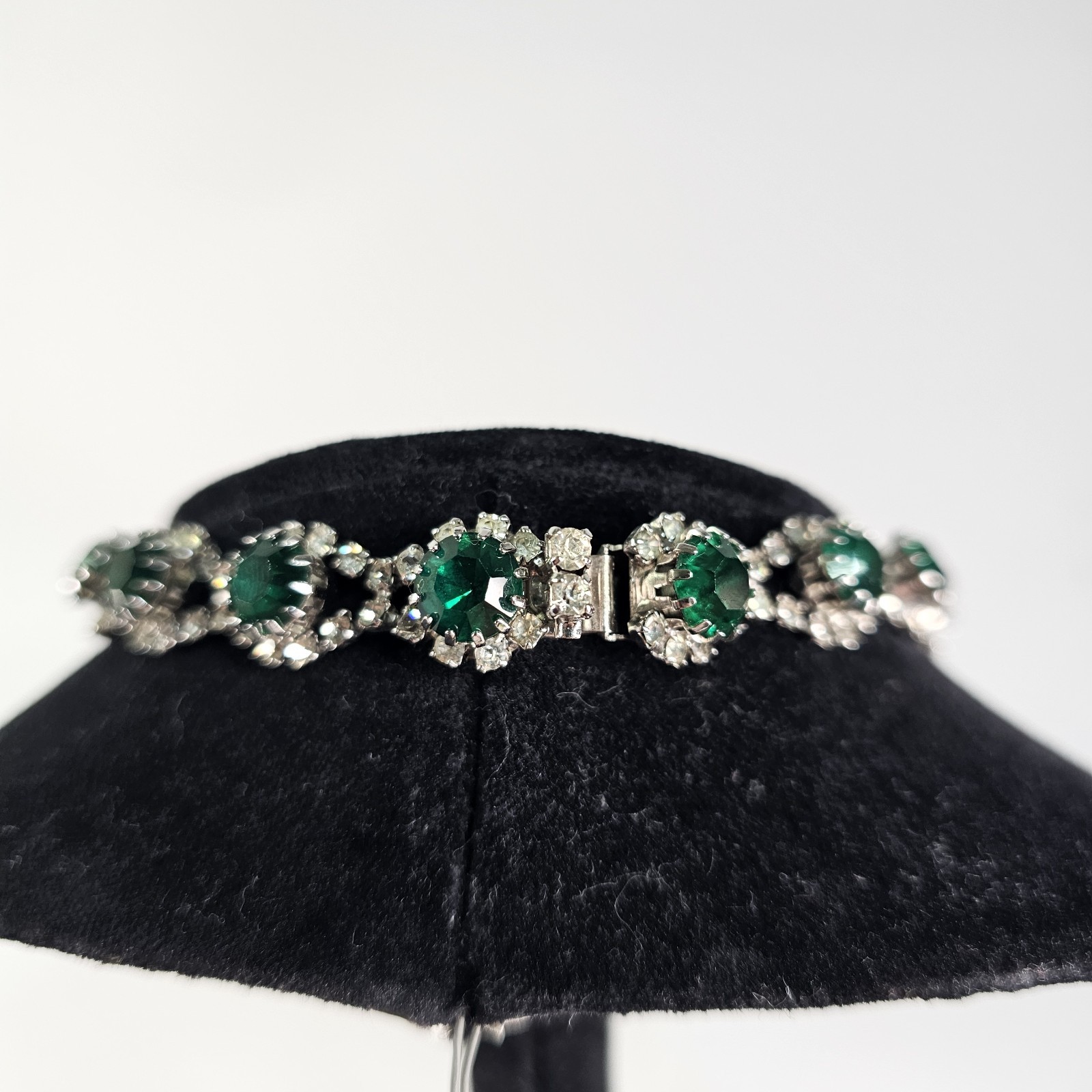 Vtg 50’s 60s Kramer Emerald Crystal Bib Necklace Statement MCM Chandelier REPAIR