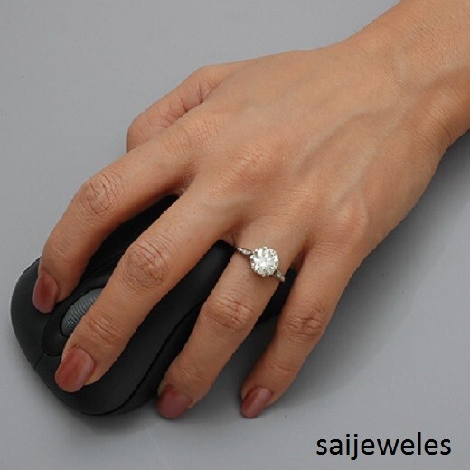 Lab-Created 3.55CT Round Cut Diamond Vintage Art Deco Ring 14K White Gold Finish