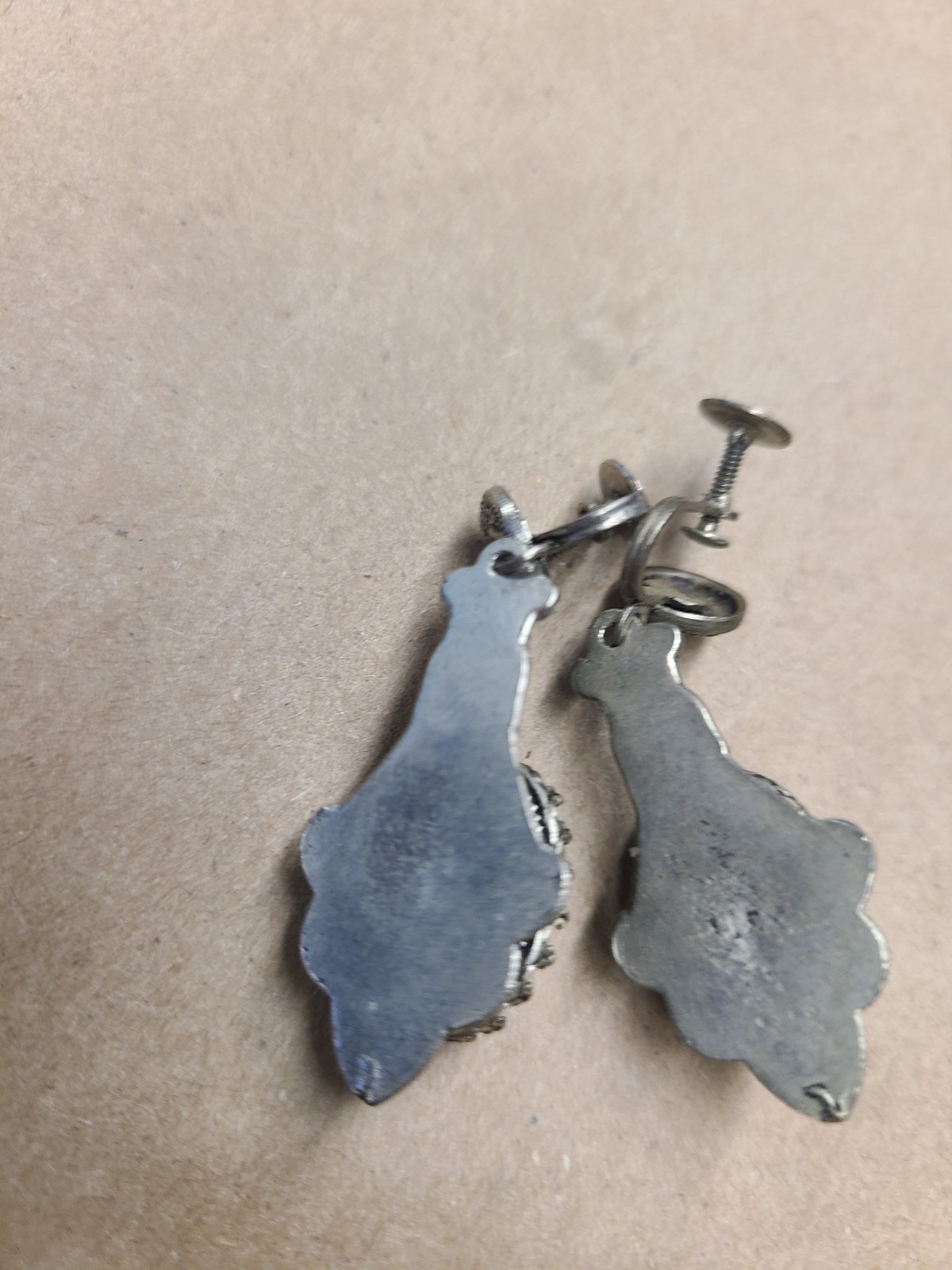 Vintage Screw Back Face Drop Earrings