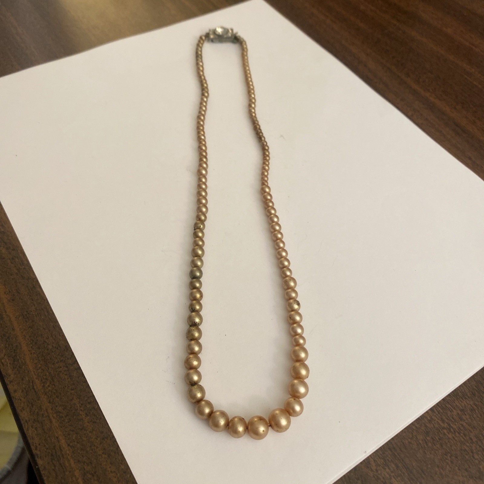 Vintage Faux Pearl Necklace With Rhinestone Clasp