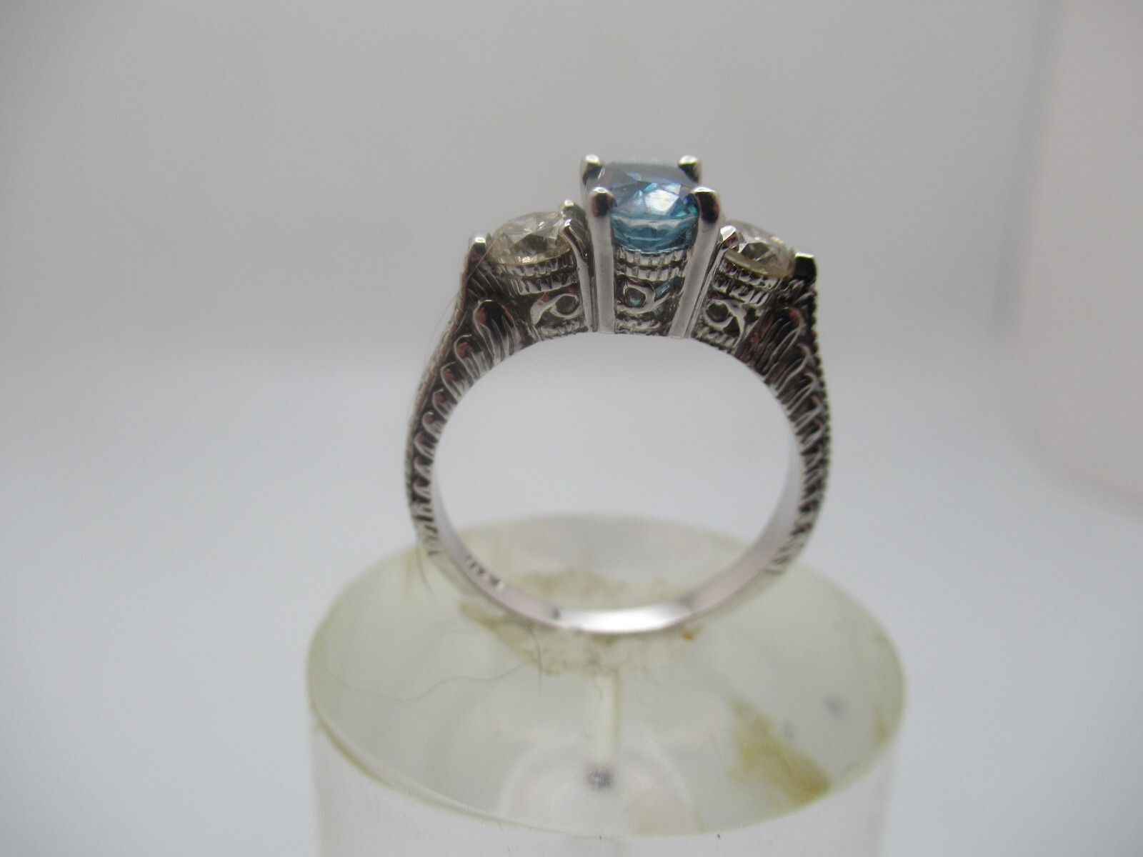 14Kt. White Gold Topaz and Diamond Ring