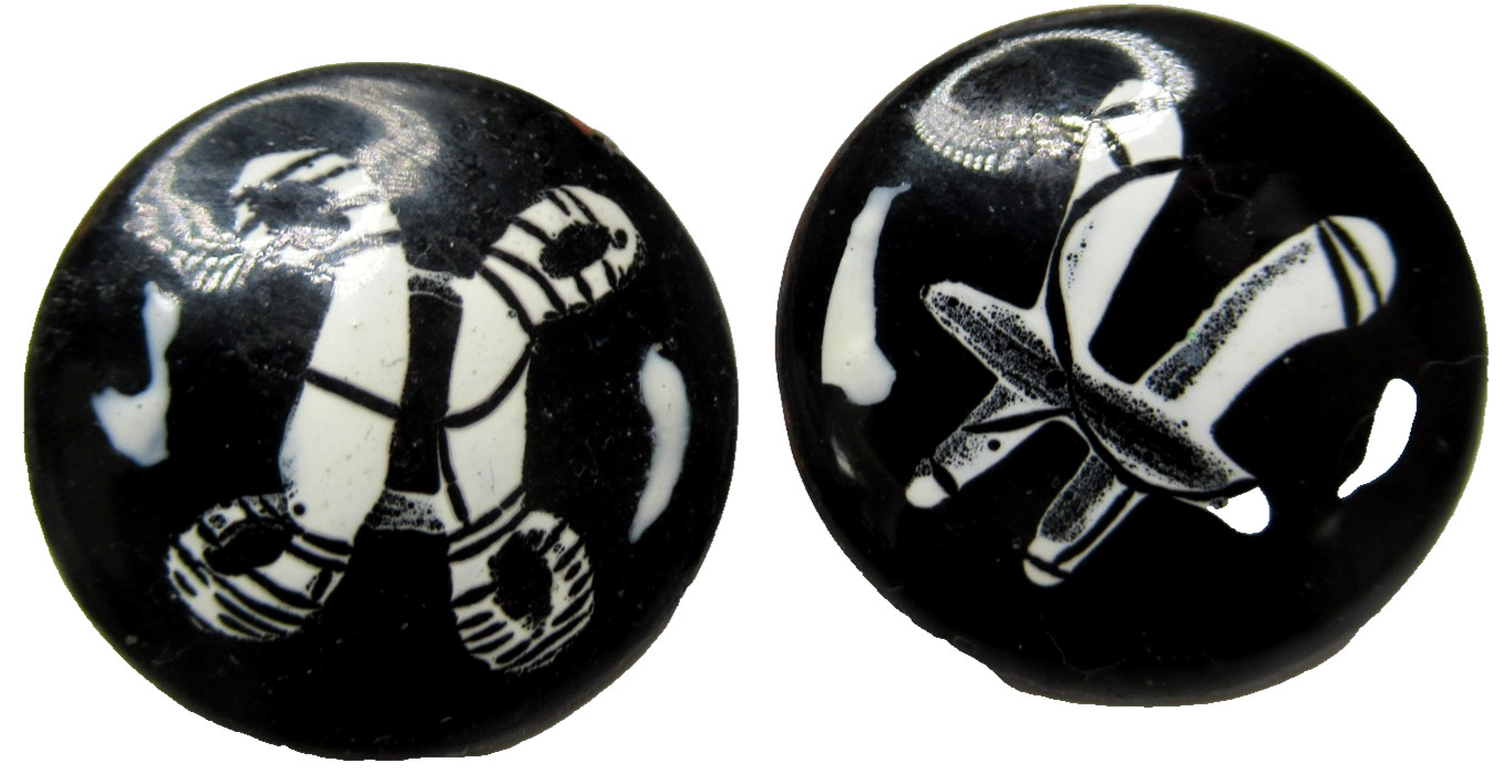 ELSA FREUND Black & White Enamel Vintage Earrings