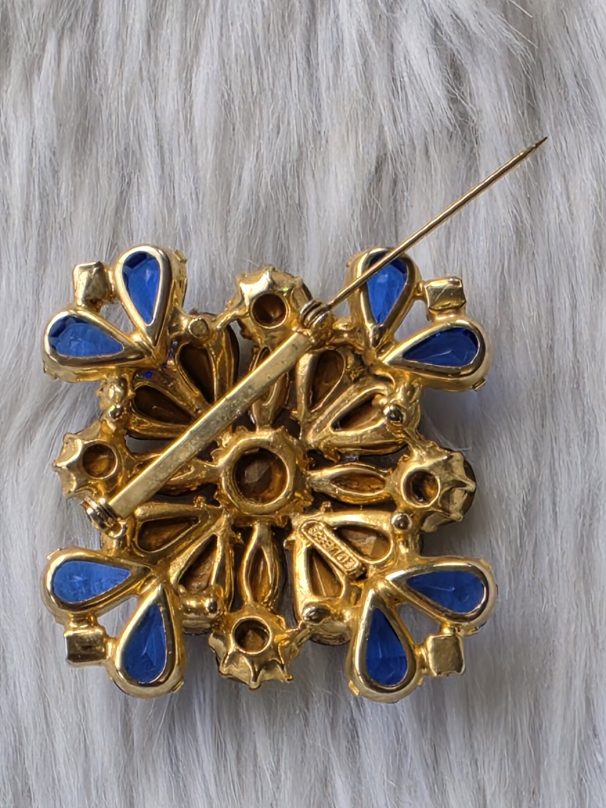 Vintage Signed Edlee Maltese Cross Brooch Multicolor Rhinestones Statement