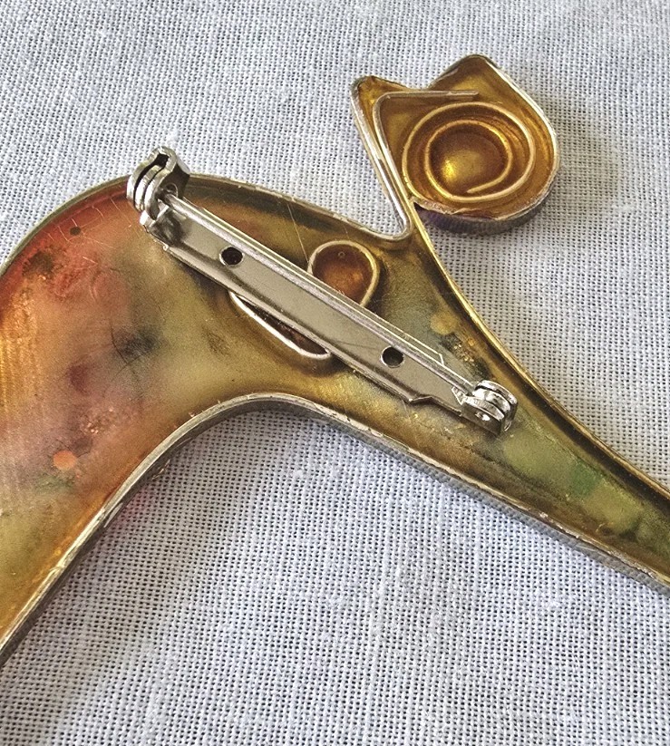 Yossi Steinberg Modernist Acrylic Resin Cat Brooch Whimsical Colorful Mixed…