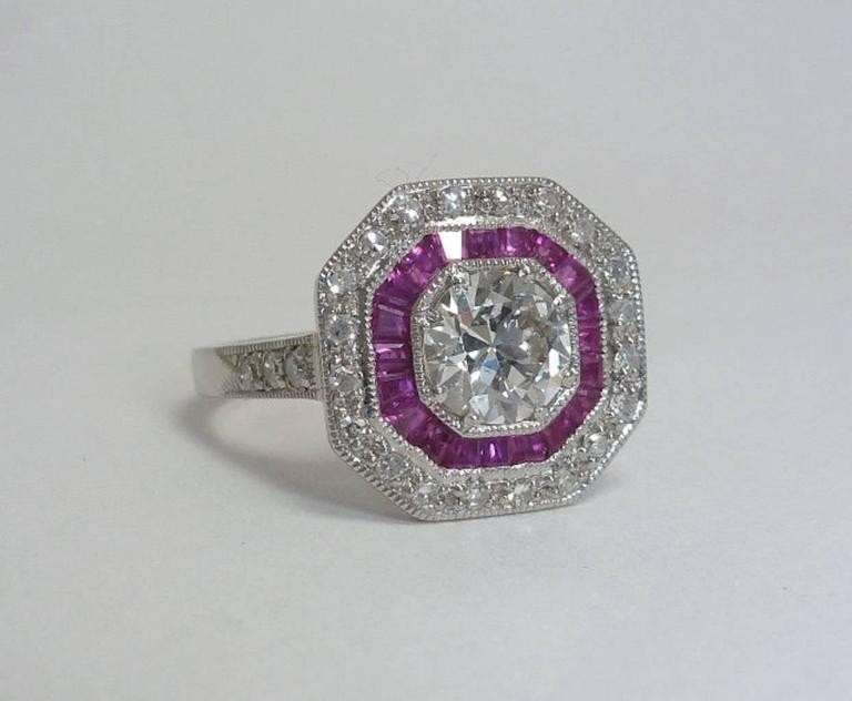 1.38 CT White Round Cut Simulated Art Deco Vintage Style Ring In Sterling Silver