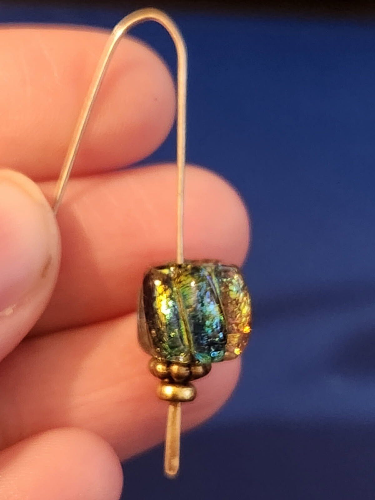 Sterling Silver Multicolor Glitter Stone Dangle Earrings