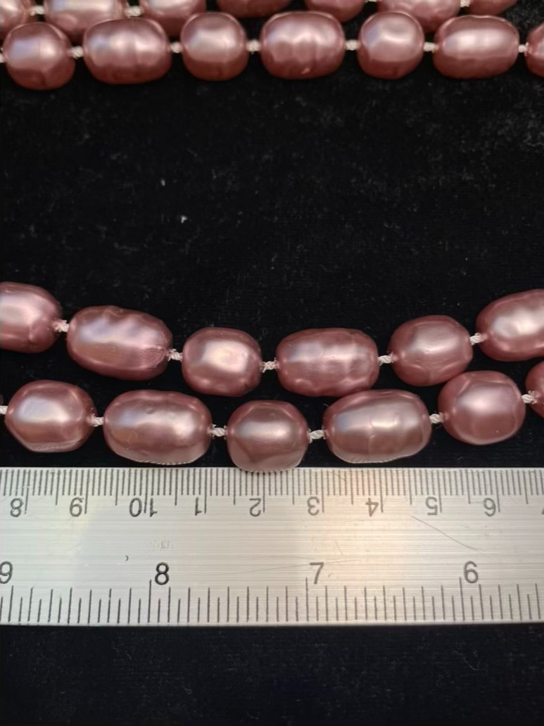 Set of 2 Light Purple Necklaces Plum Large Faux Pearl Beads Vintage 24″ 30″ Long