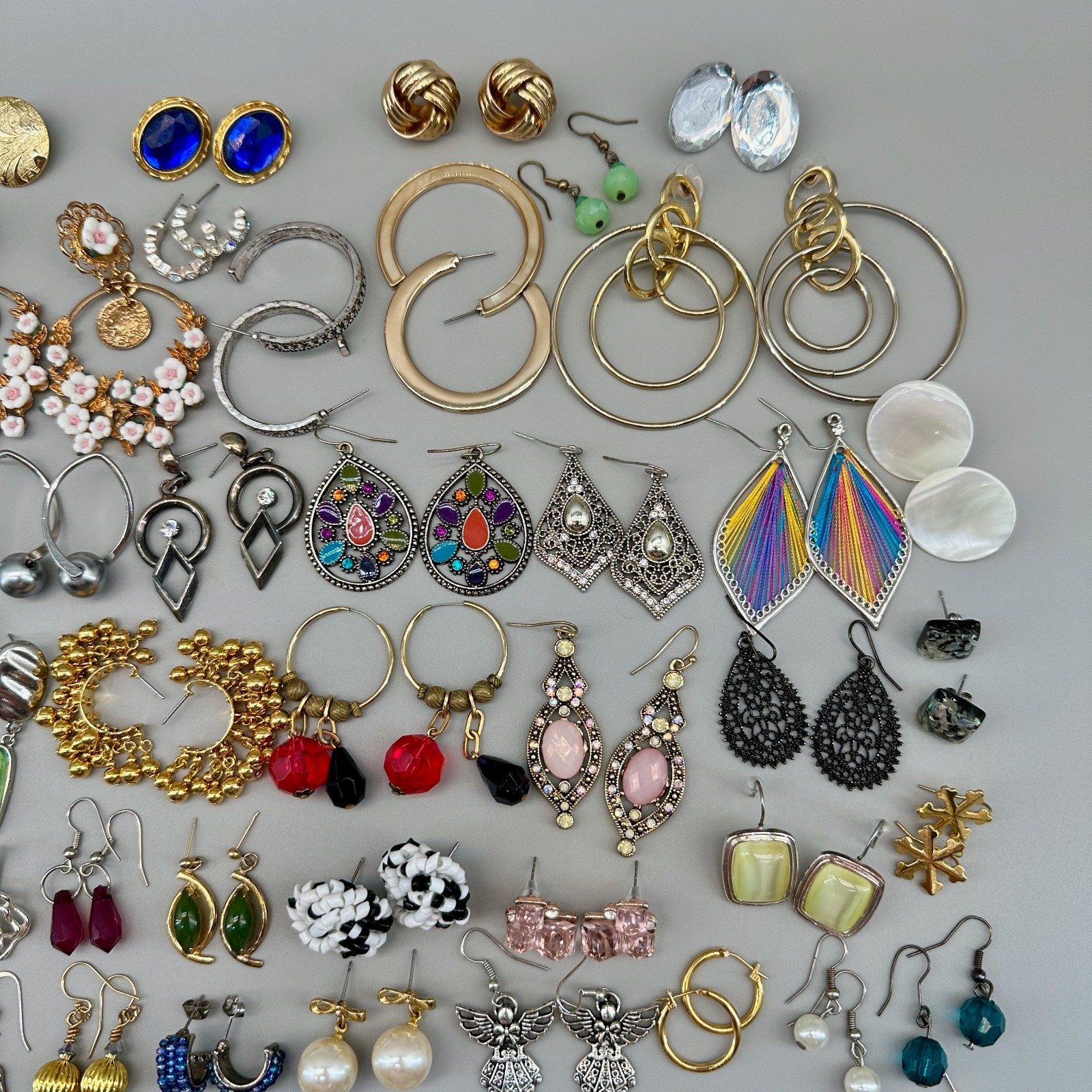 Vintage to Modern Pierced Earrings Lot 100+ Pairs Mix Materials Glass Lucite