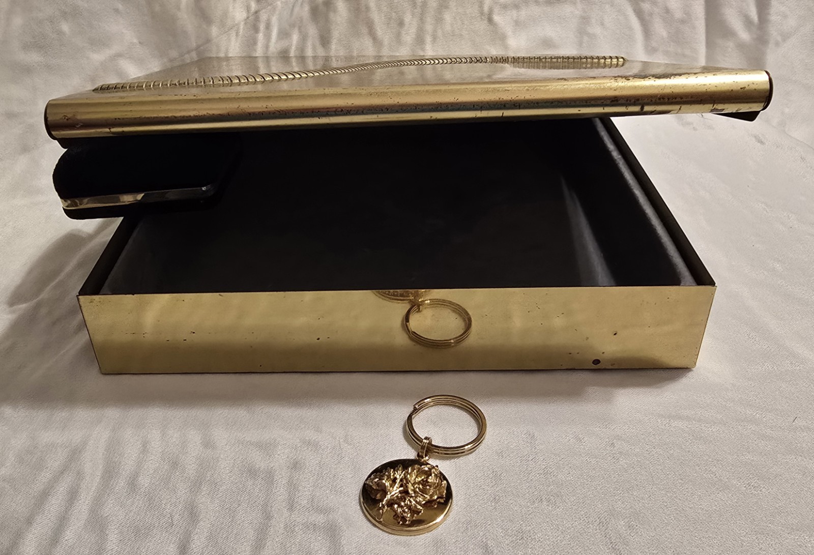 Avon 100 Year Anniversary 1986 Lot: Gold Jewelry Box, Rose Keychain, Brooch, Pin