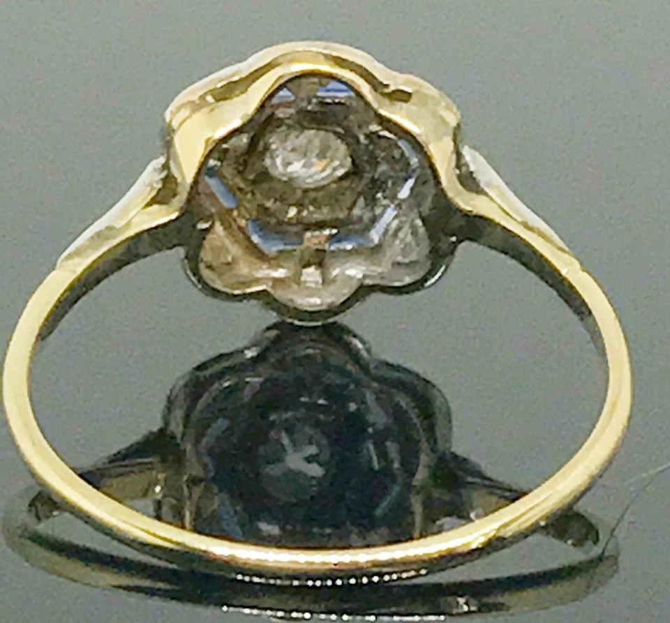Art Deco Style Lab Created Diamond & Sapphire Anniversary 14K Gold Finish Ring