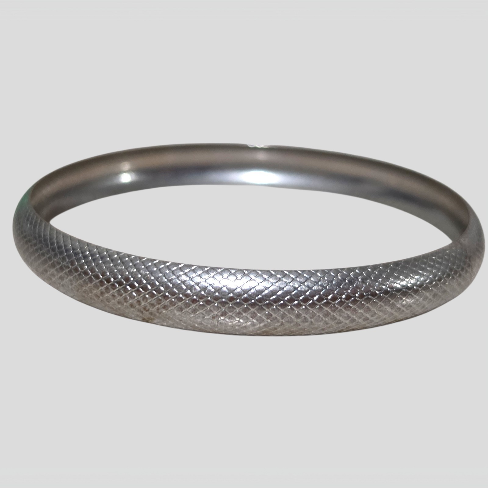 Vintage Silver Tone Textured Bangle Bracelet Etched Stackable Minimalist