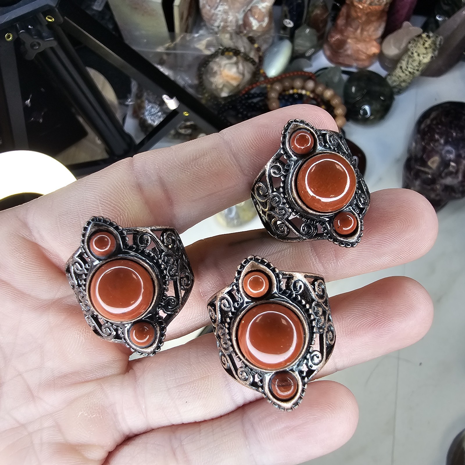 ADJUSTABLE Antique Designed Red Jasper Stone With A Twist Shape Base