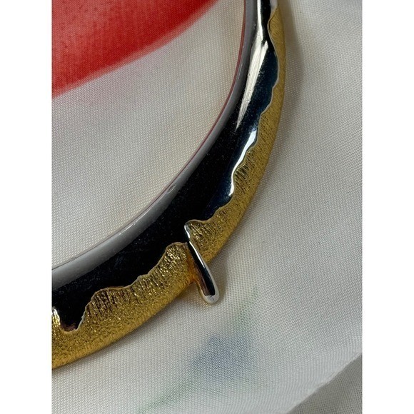 Vintage Two Tone Gold Silver Textured Drip Collar Choker Statement Necklace